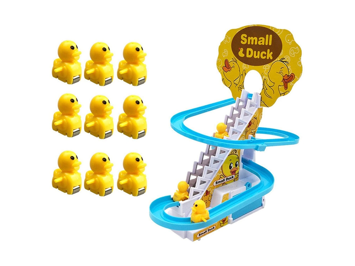 Mali brinquedo Elétrico de Patinho Subindo Escadas com Trilhos e Música para Crianças