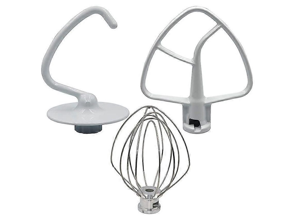 Kit de Mistura para Ksm150 com Gancho de Massa, Batedor de Fio e Batedor Plano Revestido, 3 Peças Prata Branco