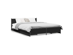Bed Frame, Bed Frames Vidaxl Preto Madeira Processada (135 X 190 Cm)