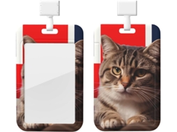 Porta Crachá Com A Bandeira Britânica Quebrado Por Um Gatinho Fofo, Capa Protetora Vertical Com Cordão, Capa Plástica À