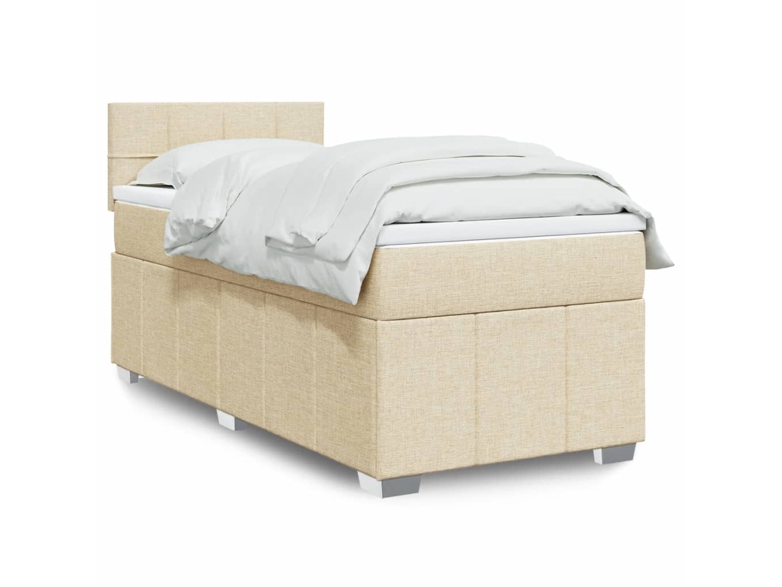 Vidaxl Cama Com Molas/colchão 90x200 Cm Tecido Cor Crème