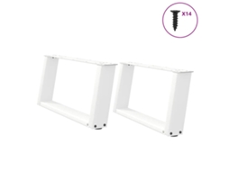 Vidaxl Pés Para Mesa De Centro Em Formato De U, 2 Peças, Branco, 60x(30-31) Cm, Aço