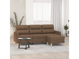 Vidaxl Sofá De 3 Lugares Com Apoio De Pés 180 Cm Tecido Castanho