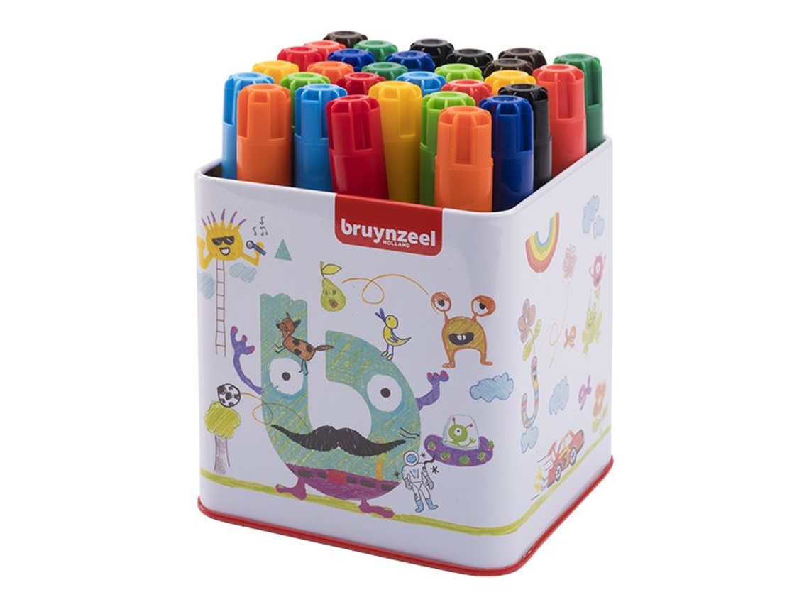 Canetas Hidrográficas Extra Grossas Bruynzeel, 30 Unidades Em Um Tubo Brinquedos Coloridos