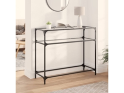 Vidaxl Mesa Consola Com Tampo Em Vidro Transparente 98x35x81 Cm Aço