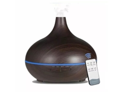 Laxiscreed Aromatizador Ultrassônico Com Controle Remoto Bluetooth, 550ml, Design Em Madeira Escura, Plugue Eu 220v Uso Doméstico