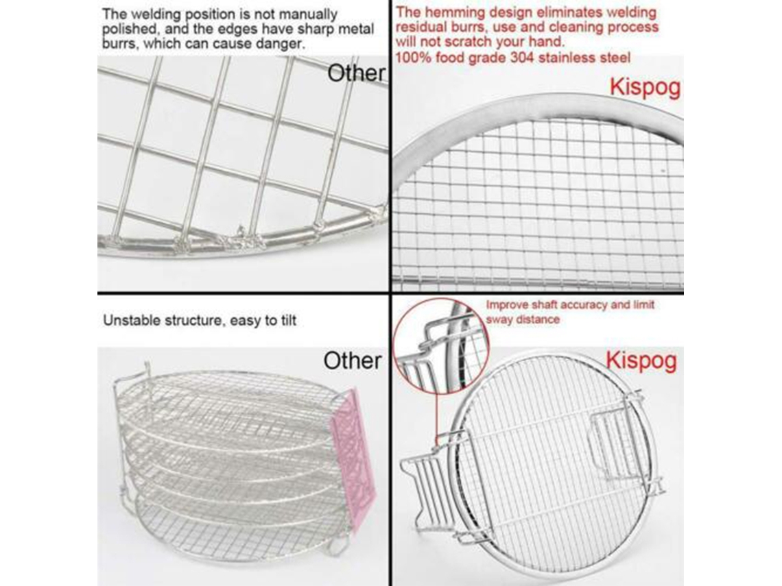 Grelha De Aço Inoxidável Com 5 Camadas, Suporte Para Espetos, Bandeja Para Assar, Ideal Para Fritadeira A Ar De 8 Litros(preta)