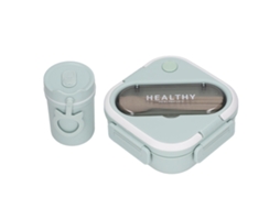 Caixa De Almoço Minimalista Bonita Portátil Hermética Com Taça, Palitos E Colher Para Estudantes E Trabalho - Bento Box Verde