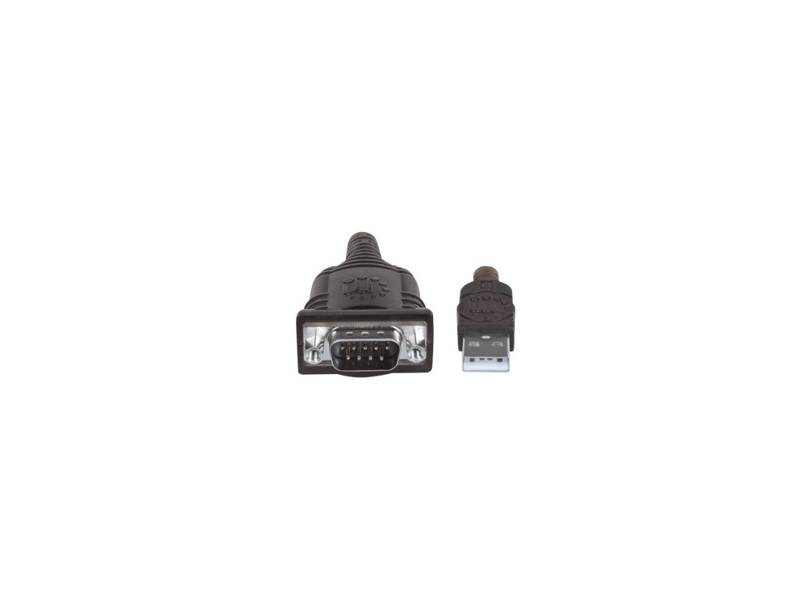 Cabo conversor Manhattan USB A para serial, 1,8 m, macho para macho, serial/RS232/COM/DB9, chip Prolific PL 2303RA, preto/prateado (Slowmoose)