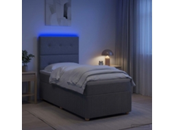 Vidaxl Cama Box Com Led E Colchão Cinzento-claro 80 X 200 Cm Tecido