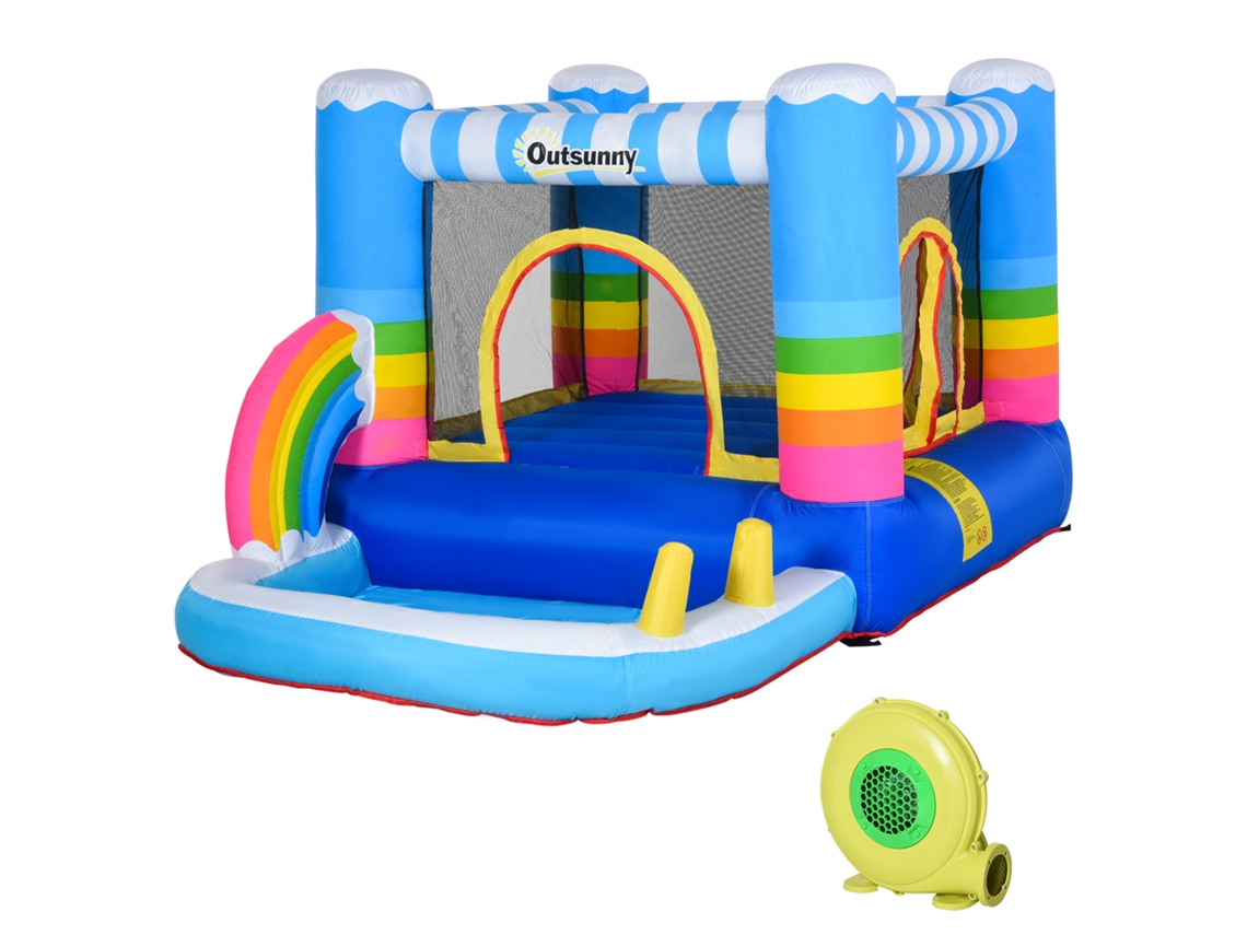 Castelo Inflável Infantil com Trampolim e Piscina (bomba Elétrica Incluída, Multicolorido, 280x170x155cm)