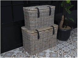 Cofre e Baú Nefta OZAIA (Cinzento - Rattan e fibra natural)