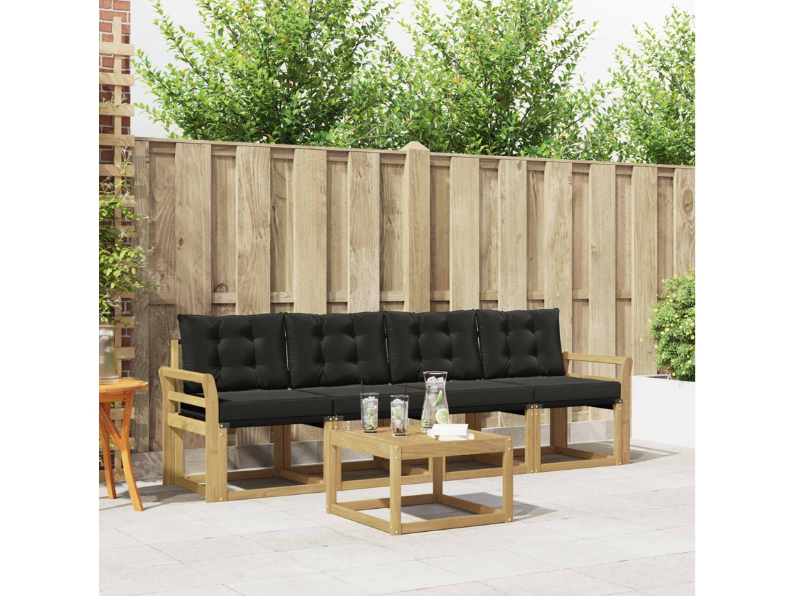 Vidaxl Conjunto De Sofás Para Exterior 5 Unid. Branco E Preto