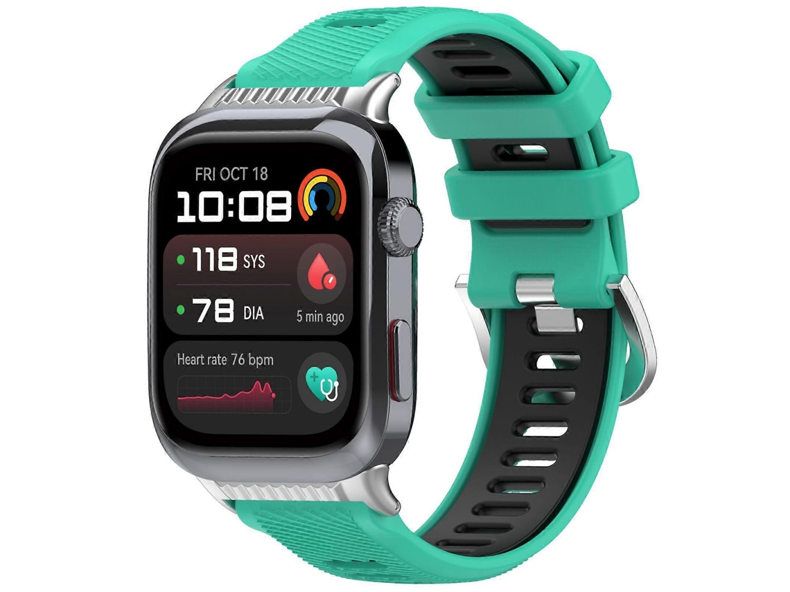 Pulseira De Silicone Bicolor Com Detalhe Em Metal Prateado Para Huawei Watch D2