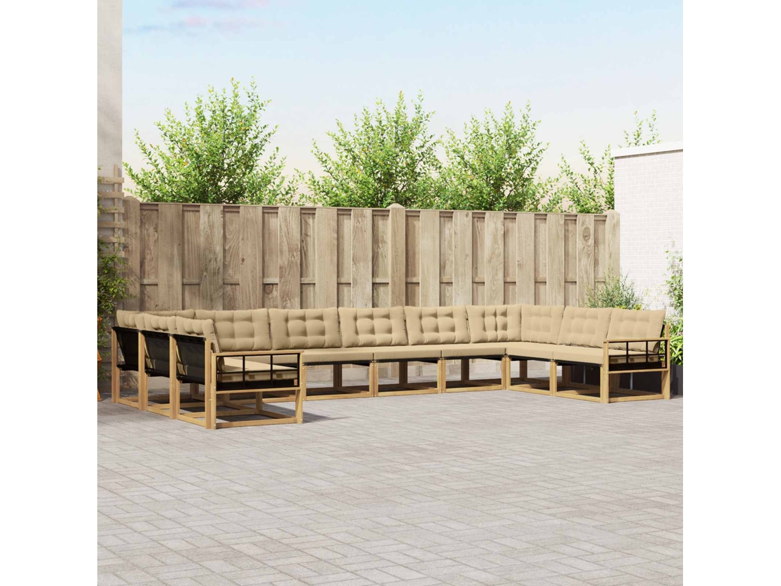 Vidaxl Conjunto De Sofás Para Exterior 10 Unid. Branco E Bege