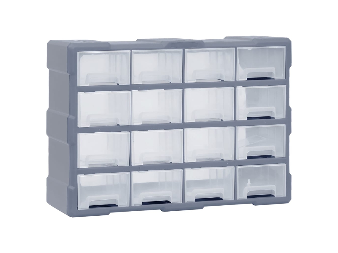 Conjunto 1 Multi-drawer Organiser, Multi-drawer Organisers Vidaxl Cinzeto Polipropileno (16 Gavetas)