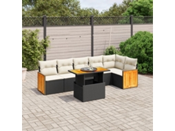 Vidaxl 7 Pcs Conjunto De Sofás P/ Jardim C/ Almofadões Vime Pe Preto