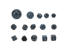 Mali conjunto de Dados Poliédricos 15pcs Acrílico D3 d100 para Jogos de Mesa Rpg Preto e Azul