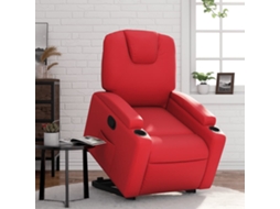 Vidaxl Poltrona Reclinável Elevatória Couro Artificial Vermelho