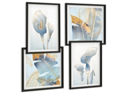 Galeria De Pinturas Murais Texturas Pictóricas, Tinta, Minimalismo Moldura Branca Quadros Para A Sala De Estar Espelharte (conjunto De 4 Imagens)