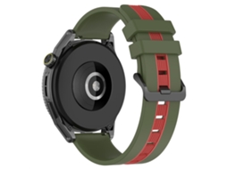 Bracelete Silicone Duas Cores 22Mm para Huawei Watch Gt 3 Se/Watch Gt Exército Verde/Vermelho