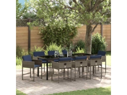 Vidaxl Conjunto De Jantar Para Jardim 9 Unid. Cinzeto Vime Pe