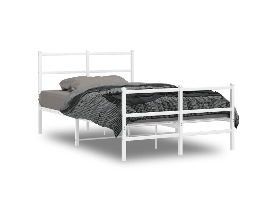 Bed Frame, Bed Frames Vidaxl Branco Aço (120 X 190 Cm)
