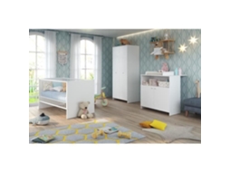 Quarto De Bebê Trio Cama 70 X 140 Cm Cômoda Com Trocador Armário Niko Branco Trend Team Trendteam
