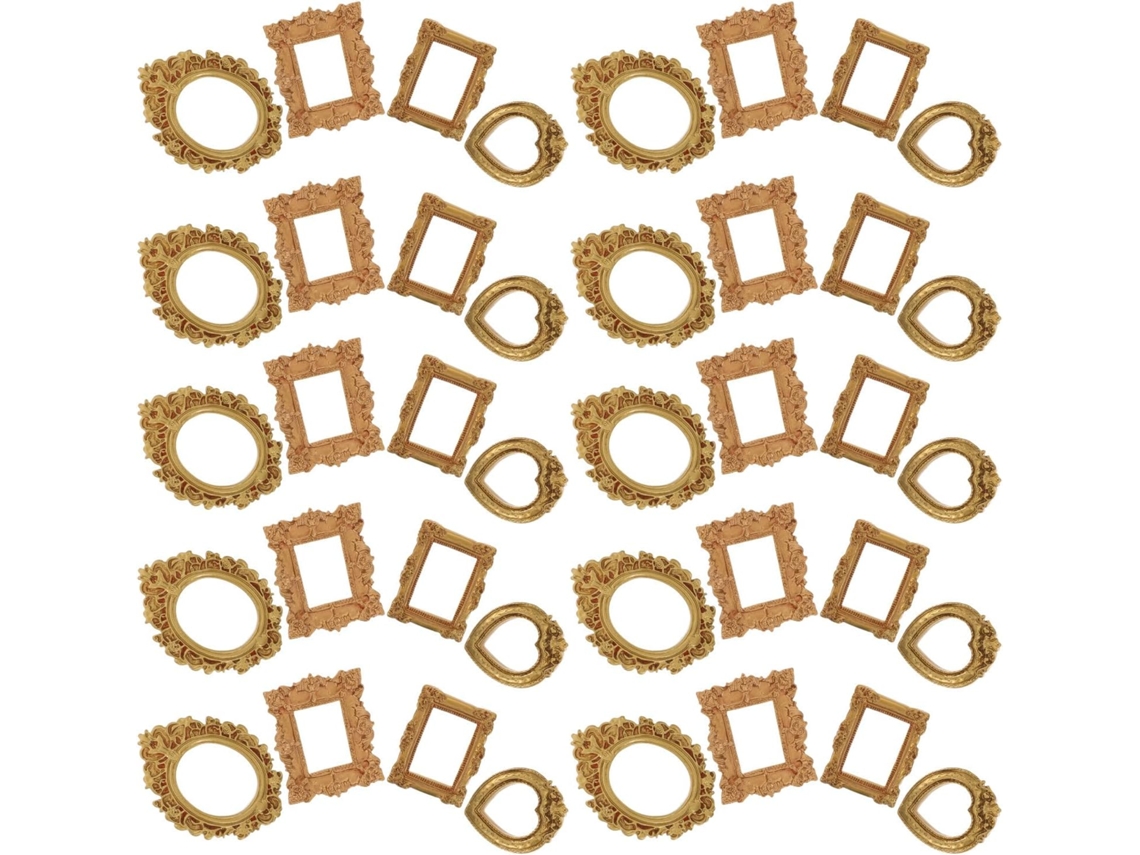 Conjunto 40 Miniaturas Porta Retratos Resina Dourada Diversas Cores Design Elegante Resistente Desbotamento GOKOCO