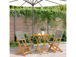 Vidaxl 3 Pcs Conjunto De Bistrô Vime Pe E Madeira Maciça Cinzento