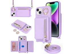Suporte Casa Textura Lichia Para Iphone 14/13 Pele Sintética Roxo