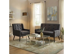 Conjunto Poltronas Destaque 2 Peças, Espuma Alta Densidade, Tecido Resistente, Pernas Madeira, Protetores Piso, Sala/escritório-ty