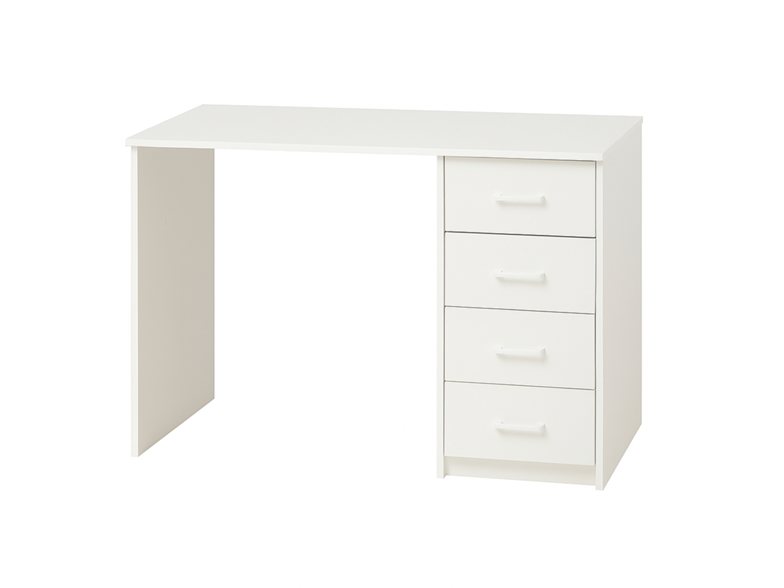Cassiopea Escrivaninha Com 4 Gavetas 110x56x73 Cm Para Pc De Escritório Em Madeira Branca Frankystar