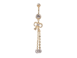 Anel De Umbigo Feminino Com Broche De Fita E Tassel De Zircão