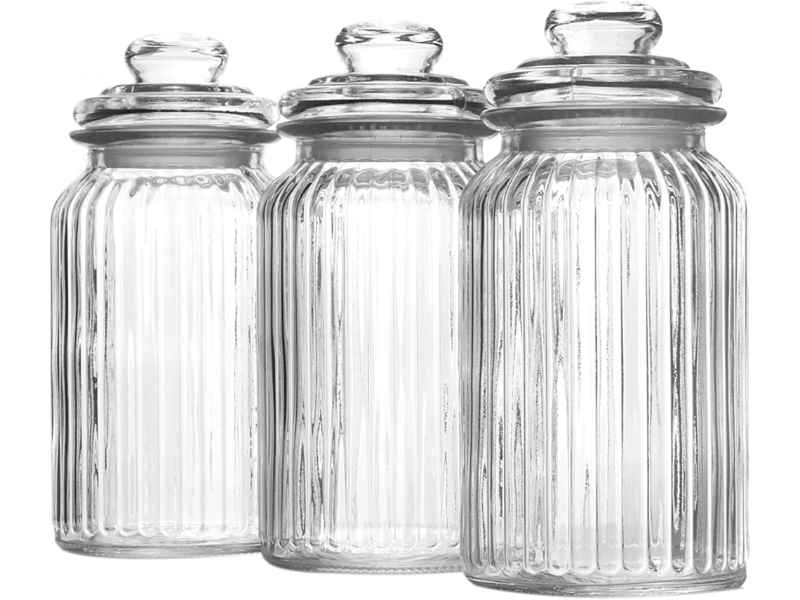 Pote De Vidro Transparente 950ml Com Design Prático Para Armazenar Farinha E Chá, Tampa Hermética Para Uso Doméstico