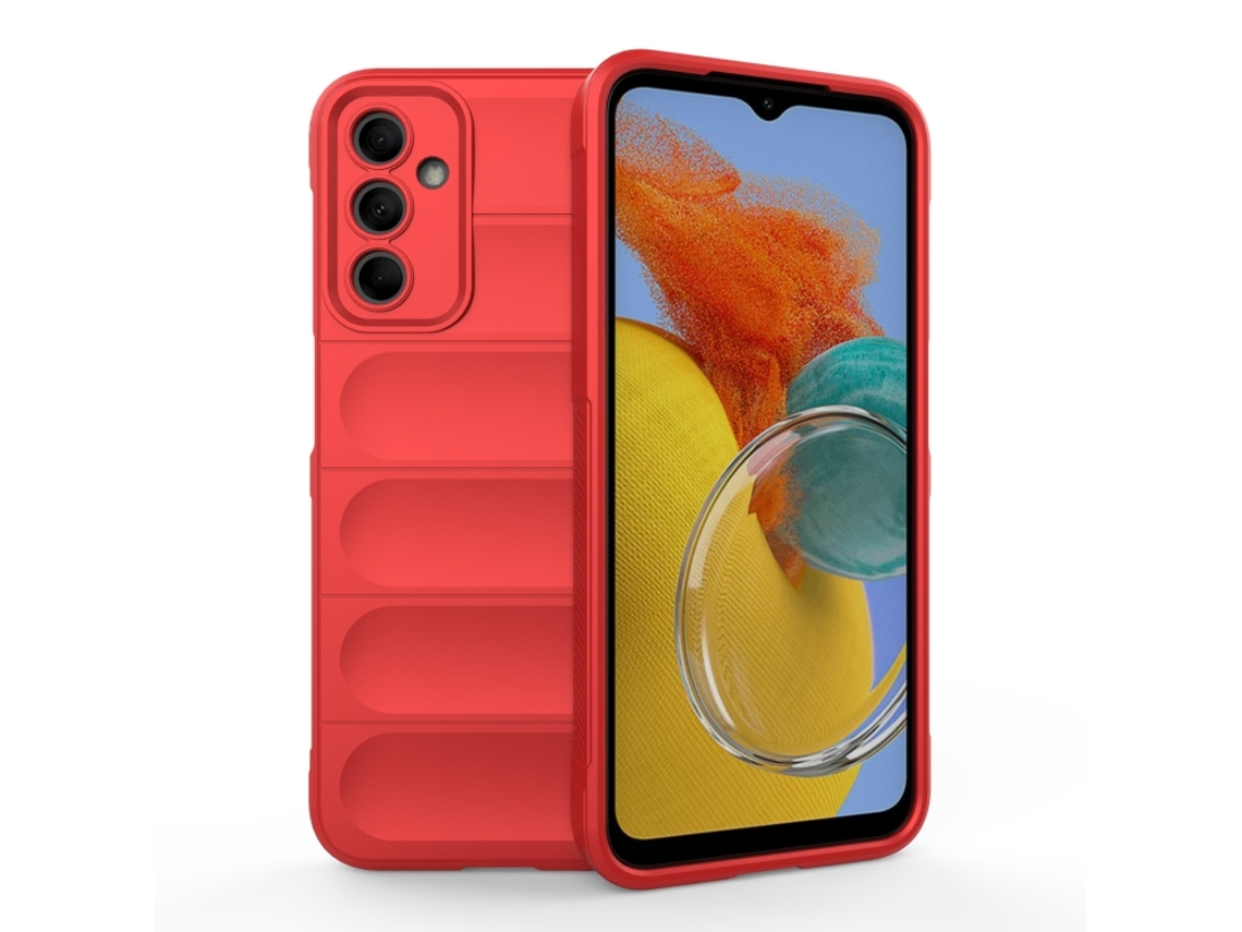 Capa Halinuia Para Samsung Galaxy M14 5g Magic Shield Tpu Flanela Vermelha (proteção Integral, Interior Em Flanela)