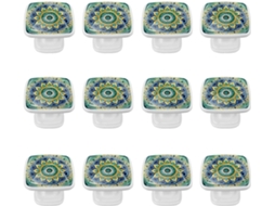 Puxadores Quadrados Para Armários De Cozinha, Puxadores Para Armários E Gavetas, 12 Peças, Mandala Étnica Floral