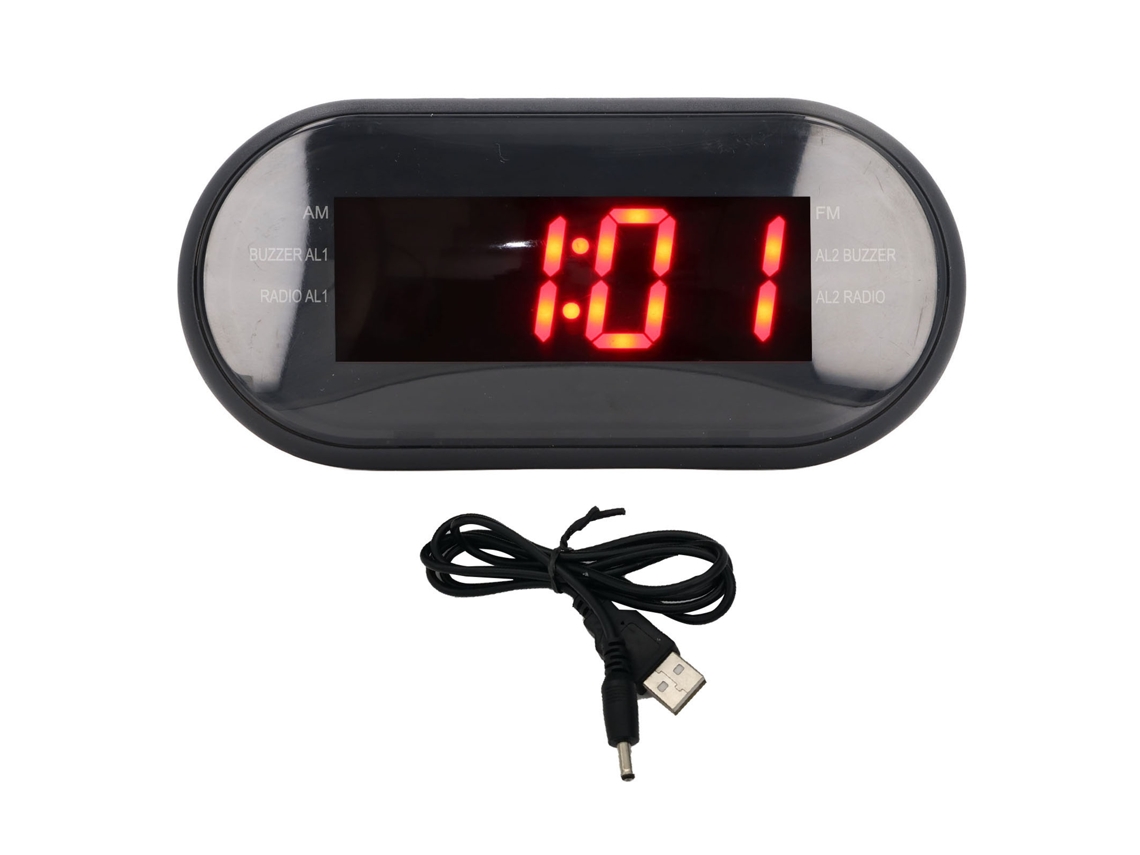 Rebe-reloj Despertador Digital Con Pantalla Grande Radio Am Fm Led Luminoso Para Dormitorio