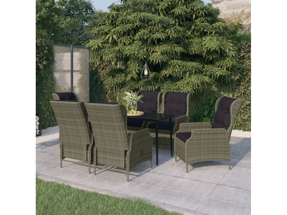 Conjunto De 7 Peças De Jantar Para Jardim Marrom Dkd Home Decor