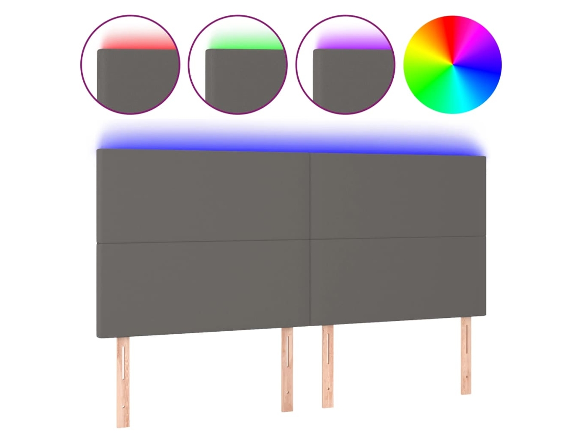 Led Headboard, Led Headboards Vidaxl Cinzeto Couro Artificial (200 X 5 X 118/128 Cm)