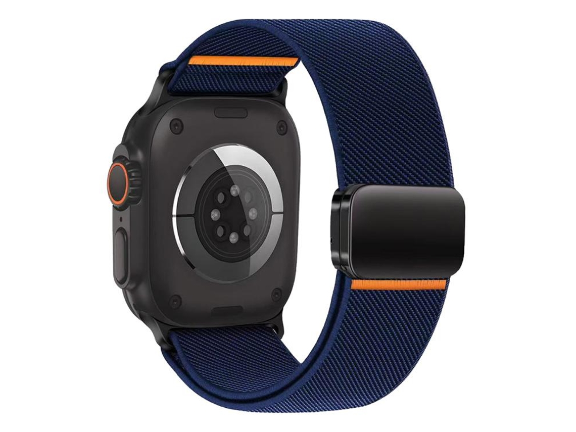 Bracelete Para Apple Watch 44/45/46/49mm - Nylon Elástico Com Fecho Magnético Azul Escuro