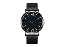 Relógio de Pulso Masculino de Quartzo com Pulseira de Malha Preto Azul Pointer Zhoulianfa