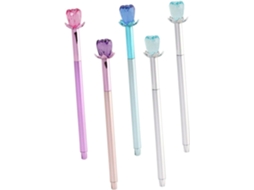 5 Caneta de Tinta Gel em Rosa, para Escritório, Conjunto de 5 Canetas em Gel Rosa com Refil Preto CHABERLU