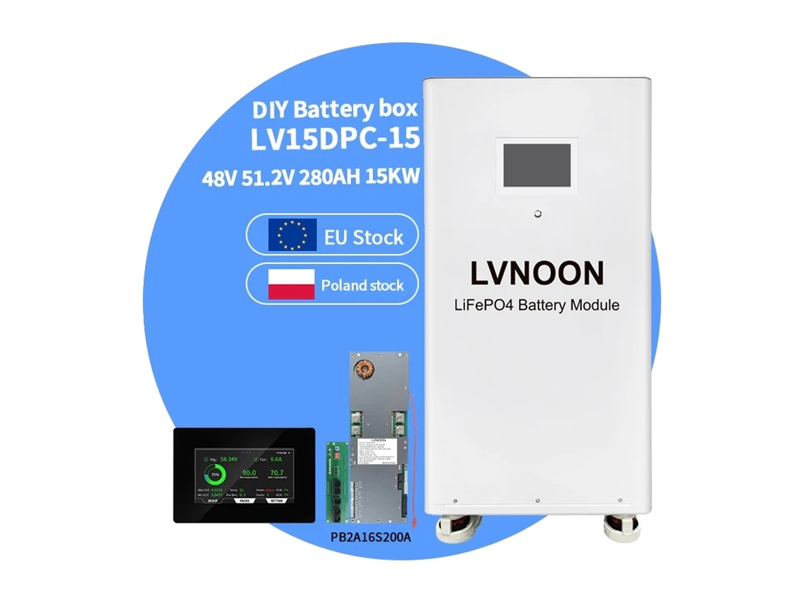 Caixa De Bateria, Capacidade De 15kwh, Compatível Com Células Lfp, Caixa Com Bms Lcd