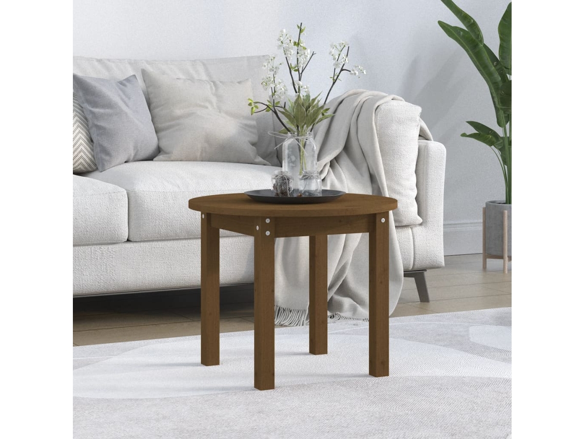 Vidaxl Mesa De Centro Ø 55x45 Cm Madeira Pinho Maciça Castanho-mel