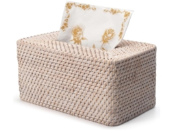 Tampa para Caixa de Lenços Papel em Rattan, Suporte Retangular, Porta Sala, Banheiro | S/MARCA