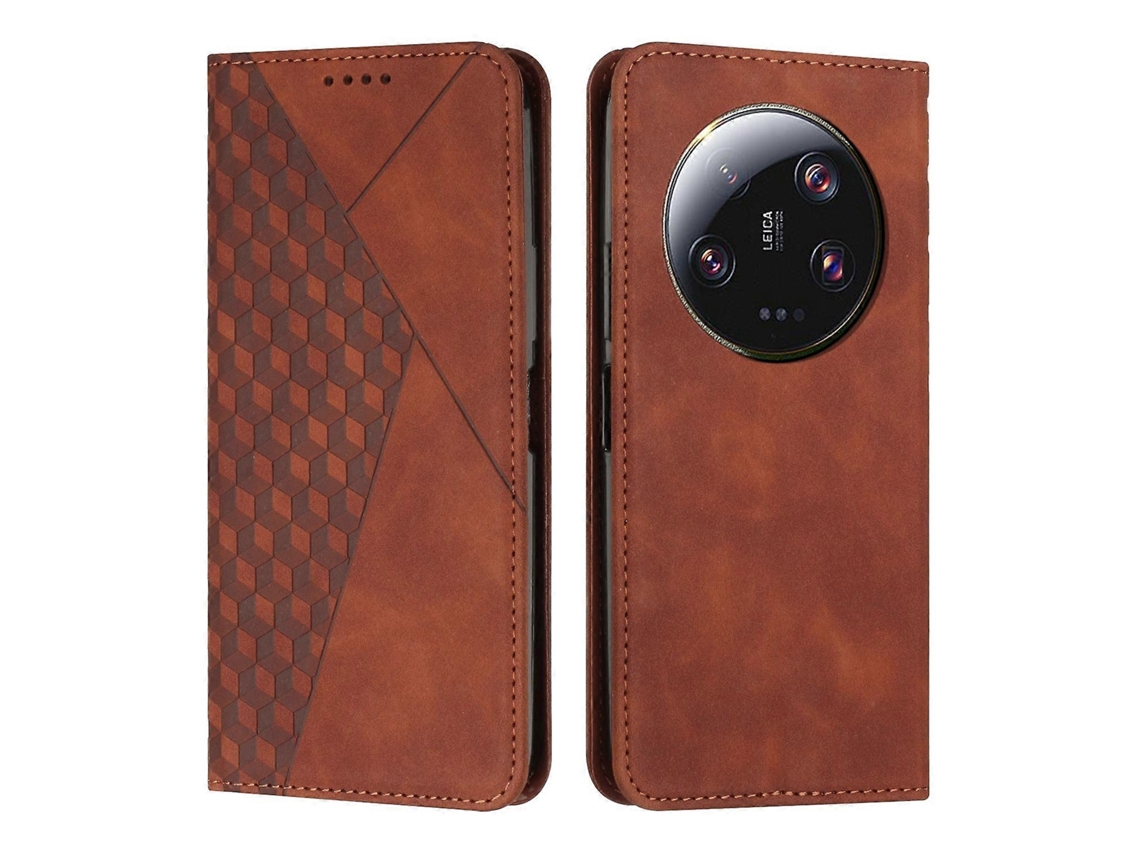 Capa De Celular Em Couro Magnético Com Padrão De Diamante Para Xiaomi 13 Ultra