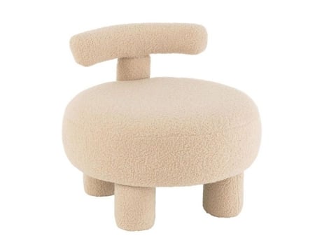 Pufe Bouclette Com Encosto Teddy 52cm Bege Jline