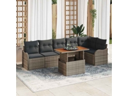 Vidaxl Conjunto De Sofá De Jardim 7 Unid. Cinzeto Rattan Sintético