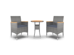 Maison Exclusive - 3 Pcs Conjunto De Jantar Para Jardim Vime Pe Cinzento